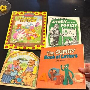 Vintage children’s books: Gumby, Smokey Bear, Barnyard Babies